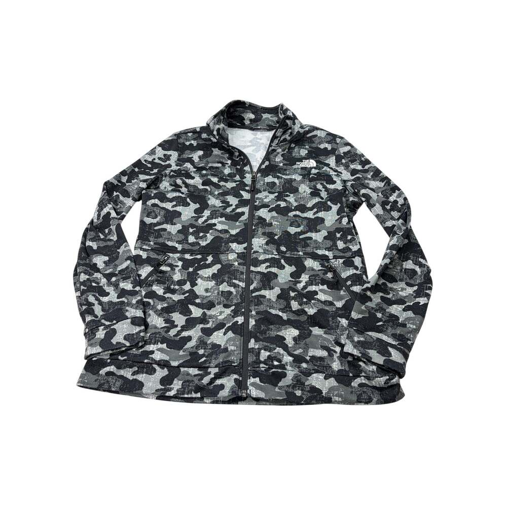 North Face womens black gray camo zip up lightweight jacket. Size L. activewear